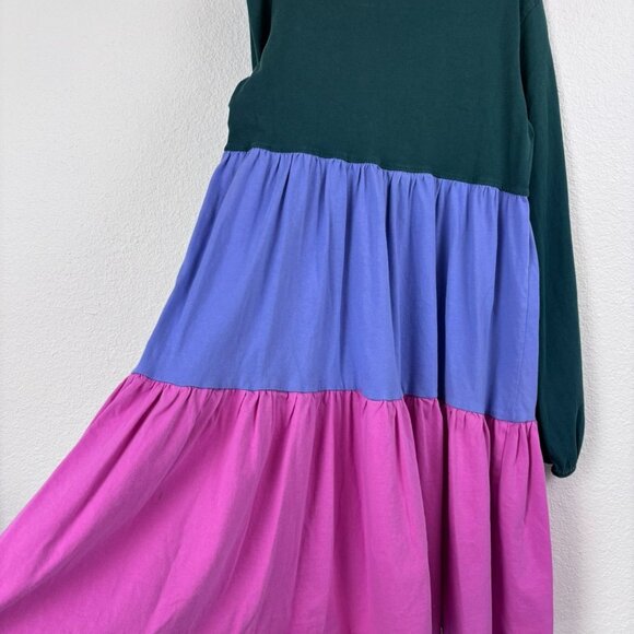 Hanna Andersson girls 150cm 12 colorblock twirl power long sleeve cotton dress - Picture 7 of 8